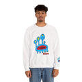 White Darlene Schnerd Crewneck Sweatshirt, worn by a model, front view