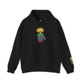 Black Hobart Schnerd adult hoodie with character artwork on the front and sleeve