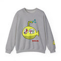 Sport Grey Juniper Schnerd crewneck sweatshirt with yellow Schnerdmarine artwork on the front and sleeve