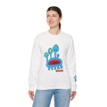 White Darlene Schnerd Crewneck Sweatshirt, worn by a second model, front view