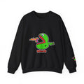 Black JimBob Schnerd Crewneck Sweatshirt, front view with character artwork and sleeve detail