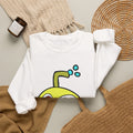 White Juniper Schnerd crewneck sweatshirt folded on a table