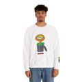 White Hobart Schnerd Crewneck Sweatshirt, worn by a model, front view