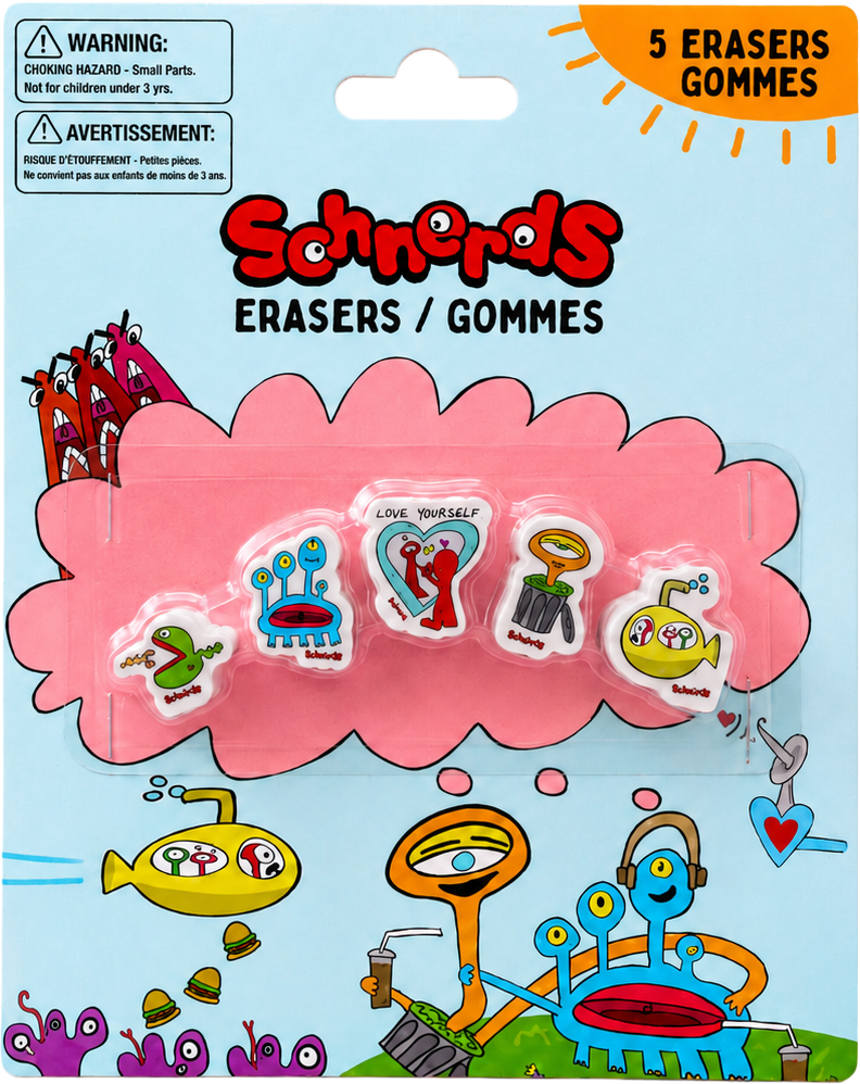 Schnerds Eraser Pack - 5 Erasers per Pack